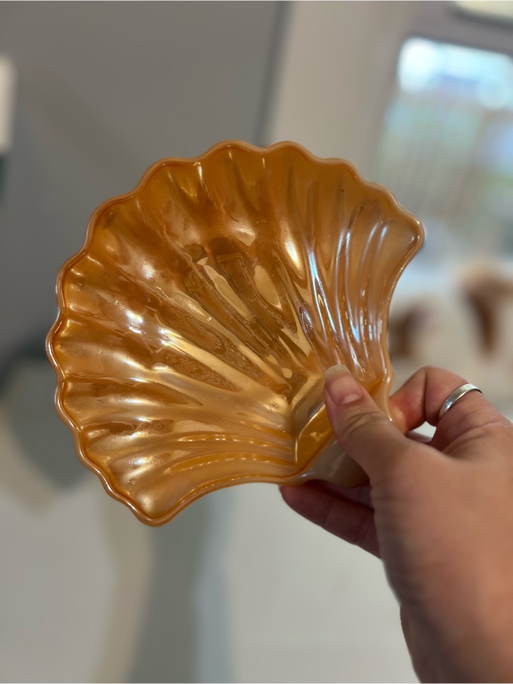 Vintage Iridescent Shell Glass Trinket Dish